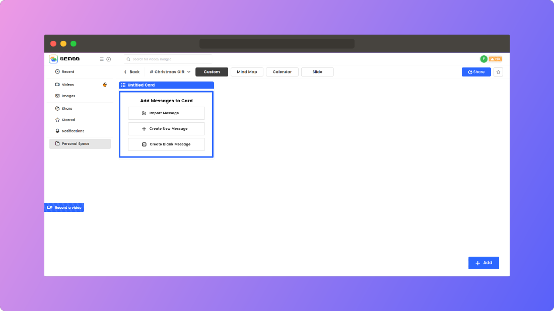 Create Content in Custom view