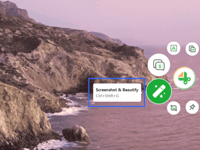 Choose Screenshot and Beautify Function