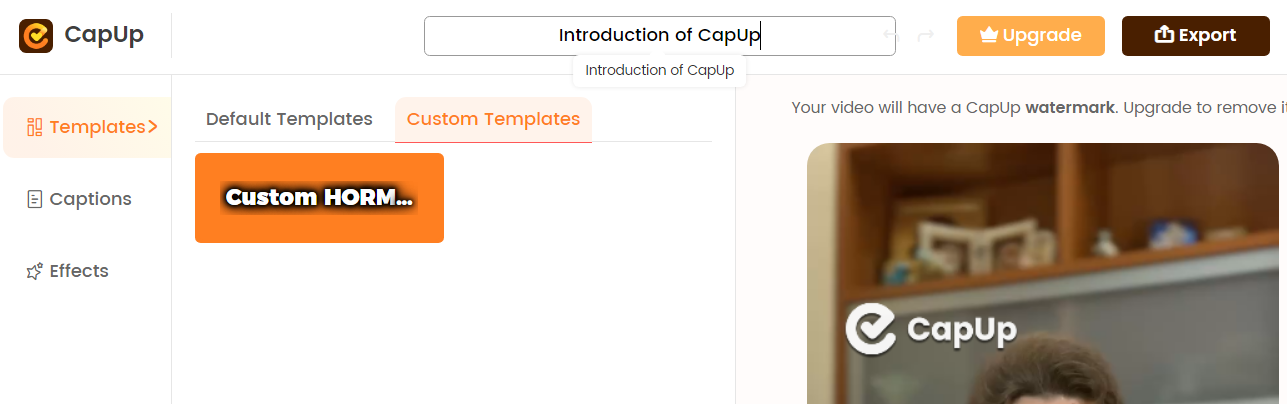 CapUp - Custom Template Interface
