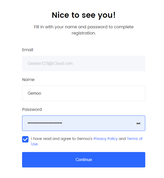 Click Continue Option