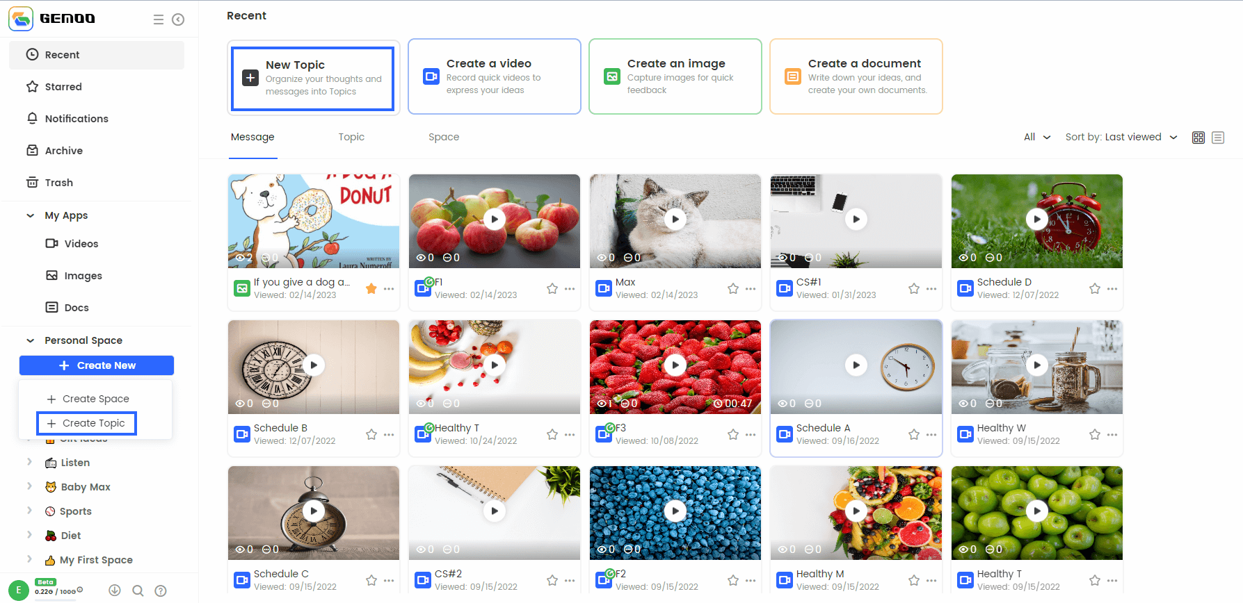 Click the Create Topic Option