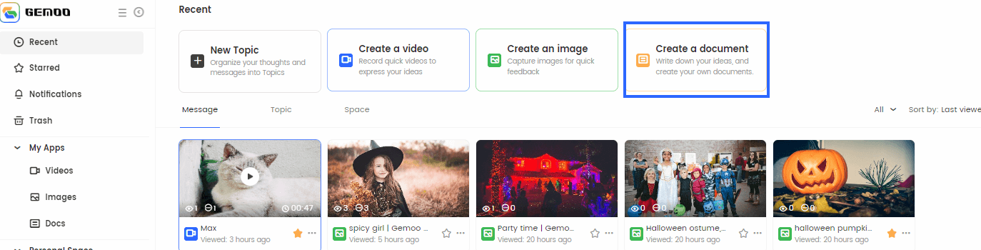 Create a Document in Recent Mode