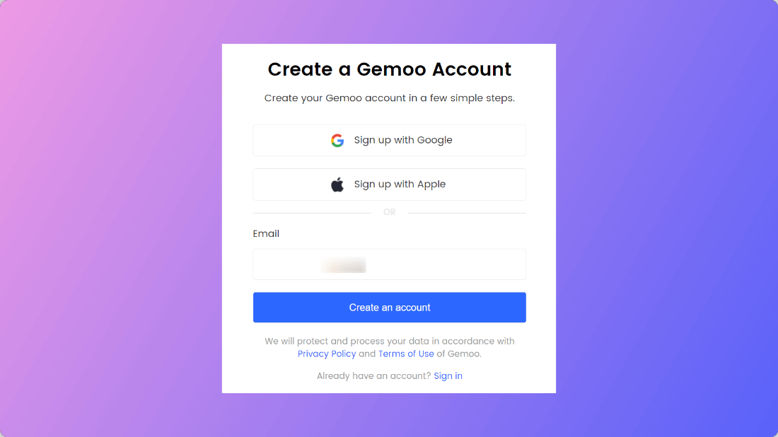 Create a Account