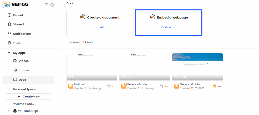 Embed a Document in Recent Mode