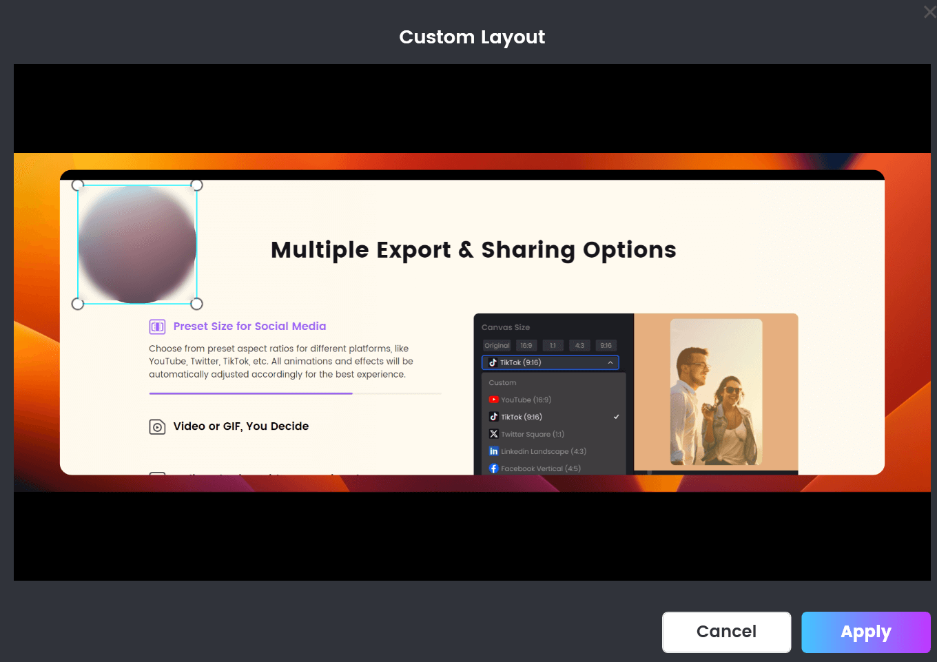 Apply Custom Camera Layout