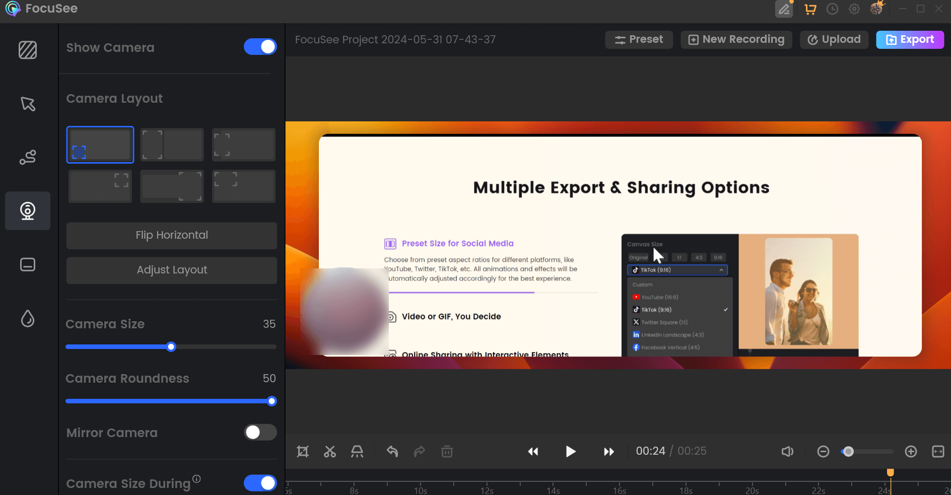 Apply Default Camera Layout