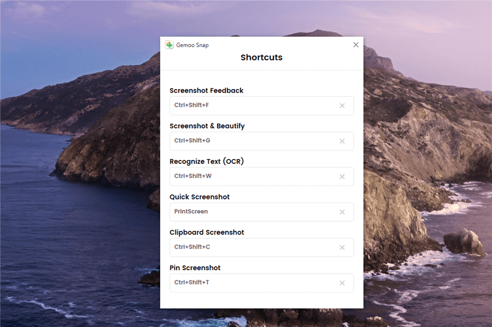 Shortcut Settings