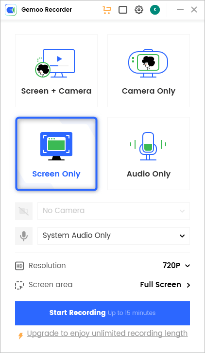 Select Screen Only Mode