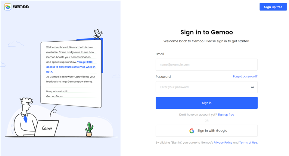 Sign in Gemoo Account
