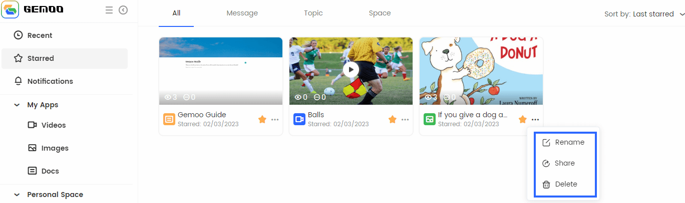 Manage the Stared Message