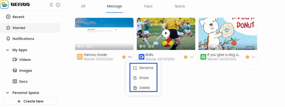 Manage the Starred Message