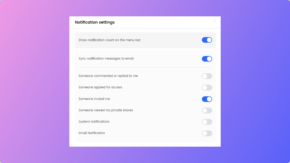 Notification Setteing Interface