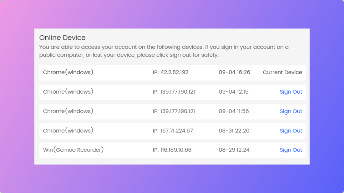 Select Sgin Out Option