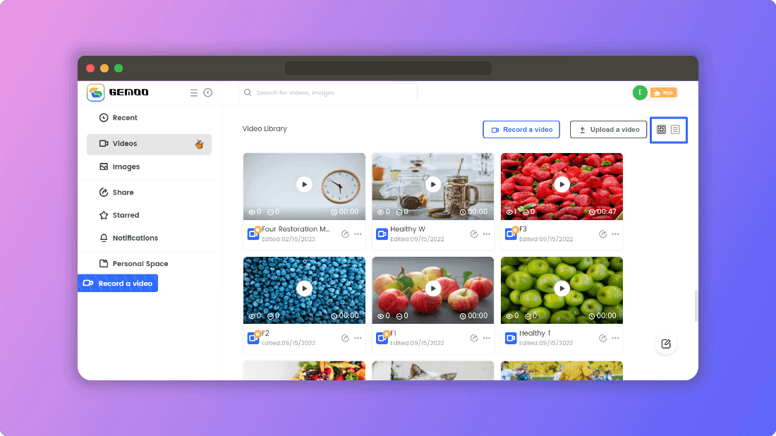 Display Videos in Grid or List View