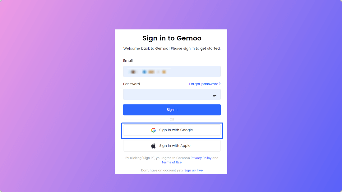 Click Sign in With Google Option