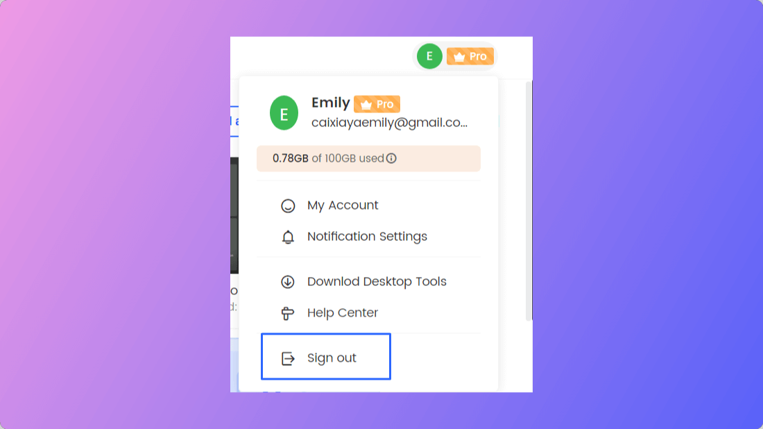 Click Sign Out Button