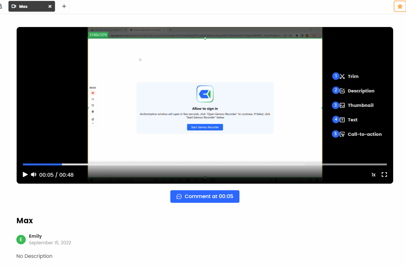 The Interface of the Video