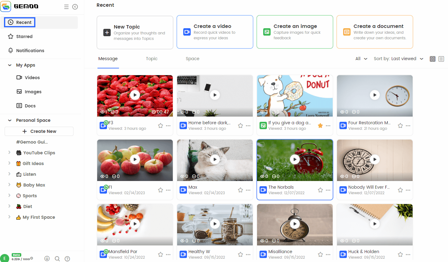 The Main Interface of Recent Function