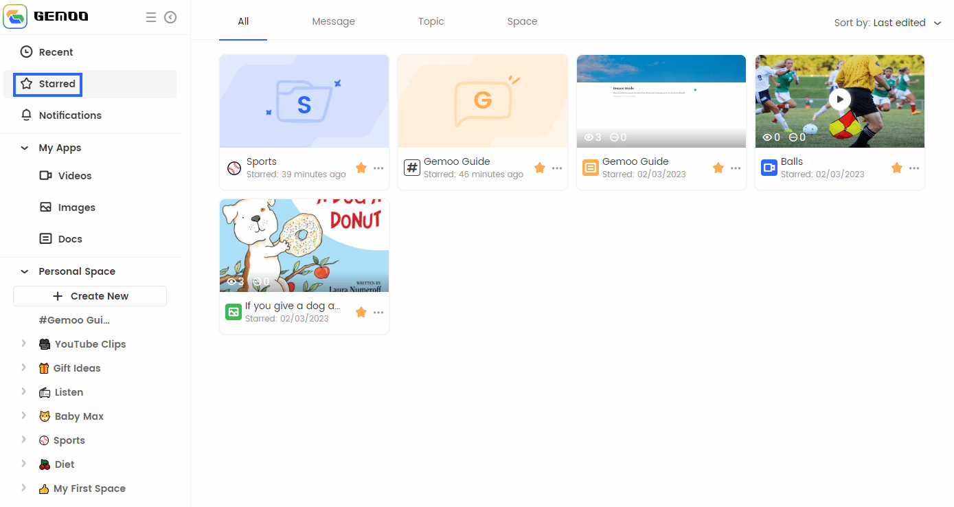 The Main Interface of Starred Function