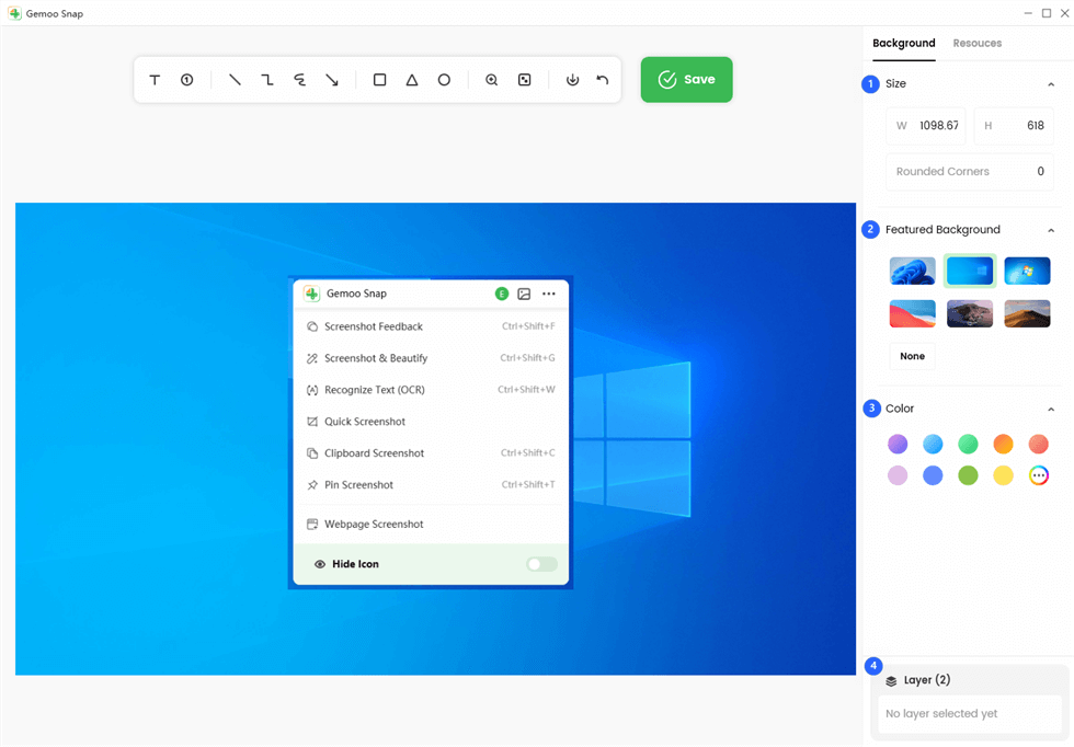 The Right Toolbar of Background