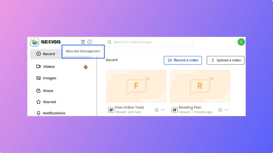 Click Menu Bar Management Button
