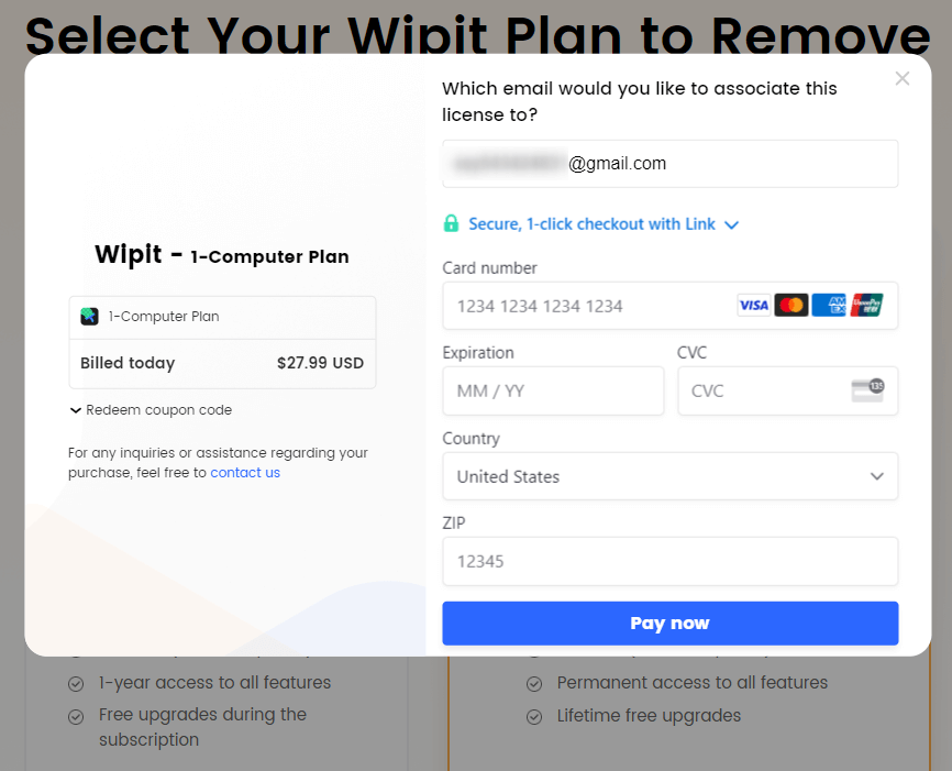 Fill in the Billing Information
