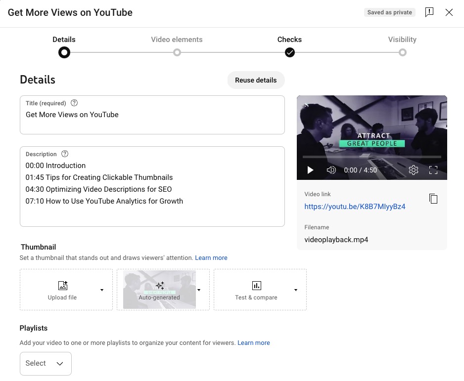 How to add chapters to youtube video