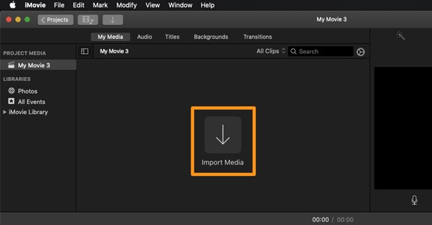 Click Import Media Button