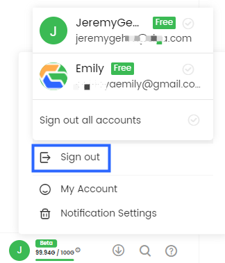 Click Sign out Button