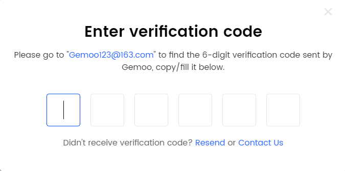  Fill in 6 Digit Code