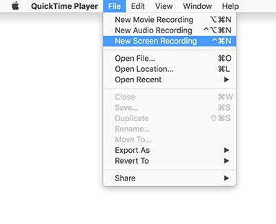 Choose New Screen Recording From The File
