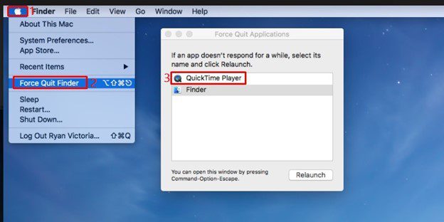Force Quit Quicktime Player