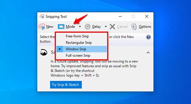 Choose The Snipping Tool