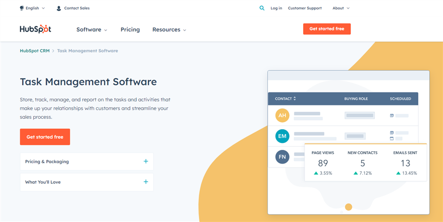 Task Management Software - HubSpot Interface