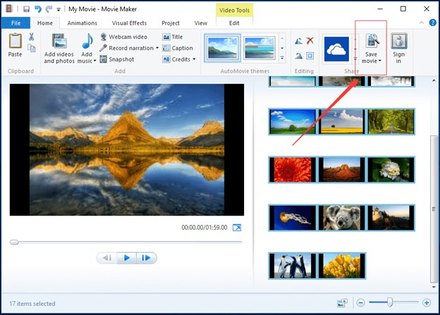 Windows Movie Maker Interface