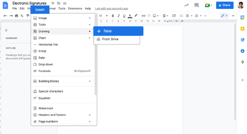 Add a Signature in Google Docs