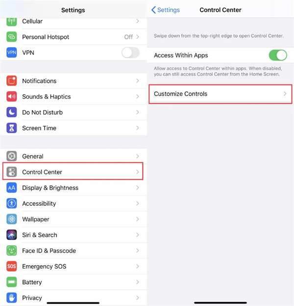 Click on Customize Controls