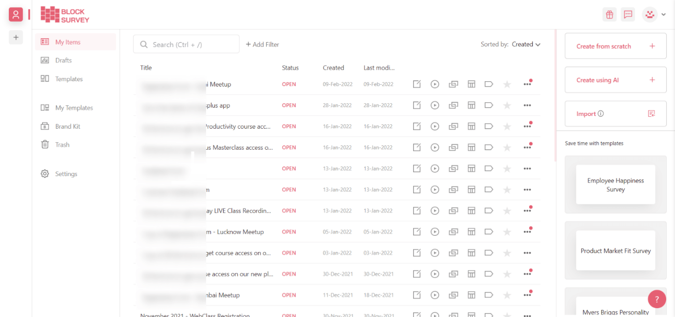 Blocksurvey Interface