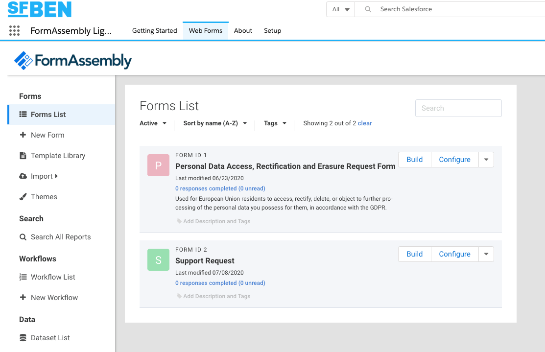 FormAssembly Interface