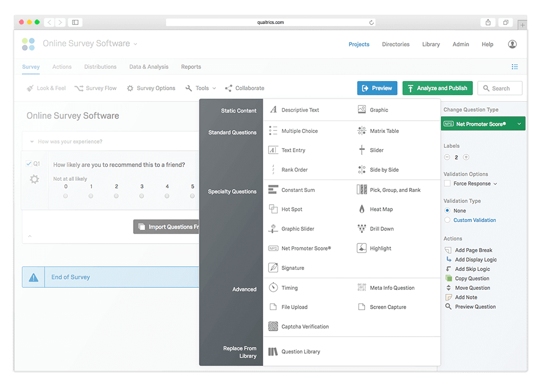 Qualtrics Interface