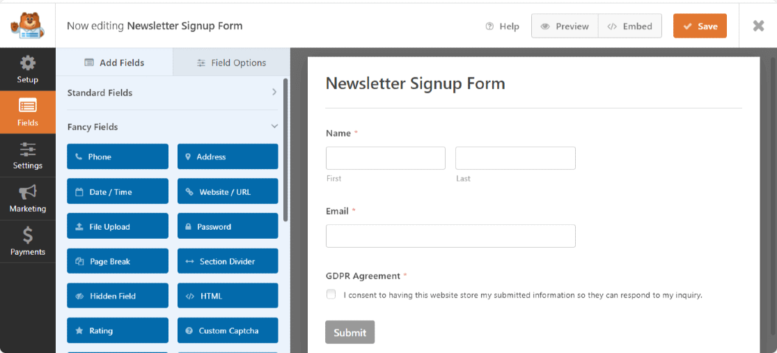 WPForms Interface