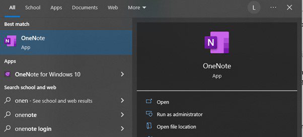 Launch The OneNote Notebook App