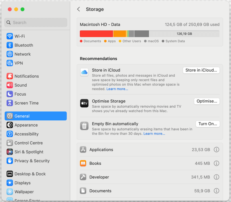 Check System Storage