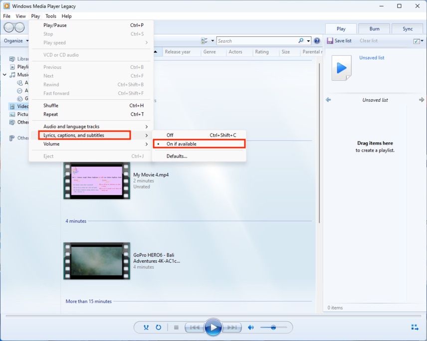 Add Subtitle to MP4 Windows Media Player