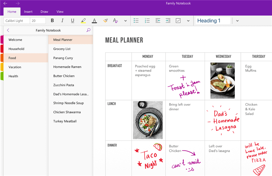 Microsoft Onenote Interface