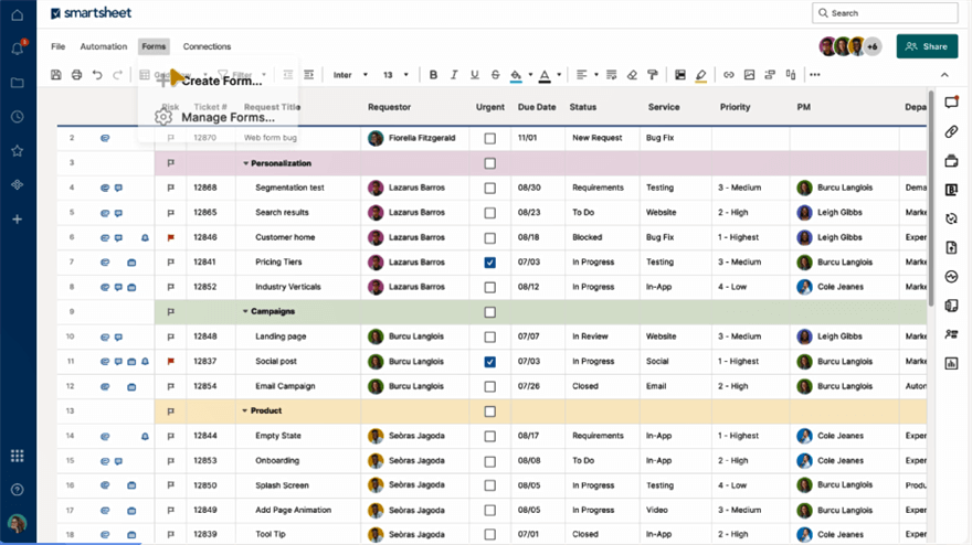 Smartsheet Interface