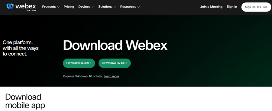 Webex app Interface