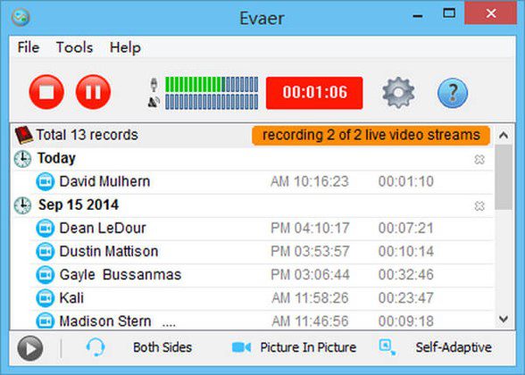 Evaer Skype Recorder Screen Recorder Application Interface