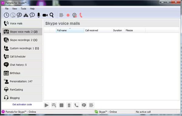Pamela For Skype Screen Recorder Application Interface