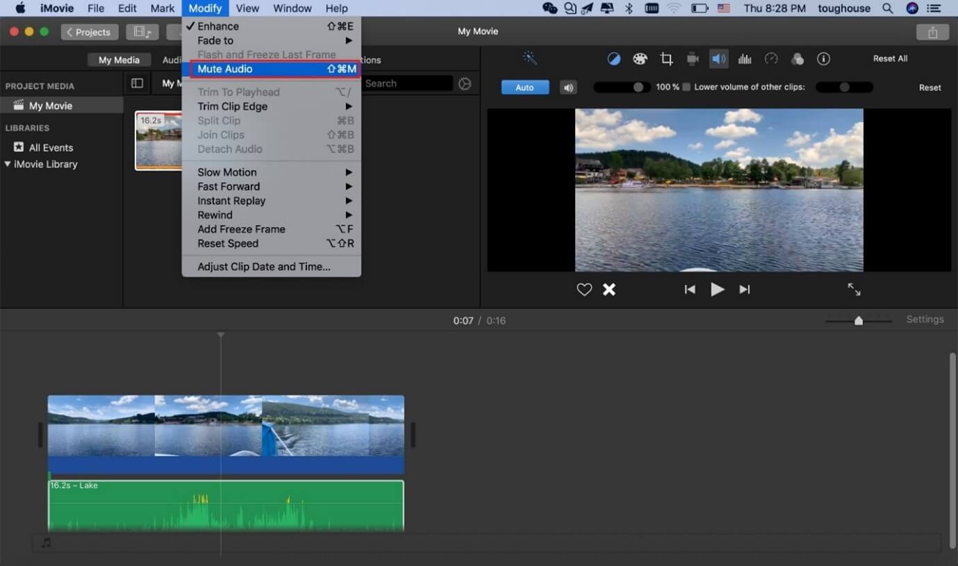 Mute Audio of the Video in Imovie